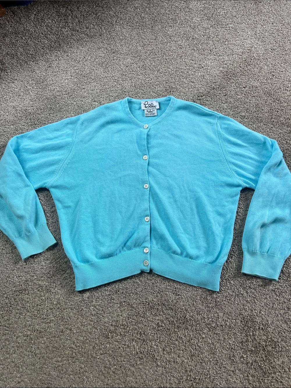 🐚🐚🐚Vintage White Label Lilly Pulitzer Sky Tiffany Blue Cardigan Portugal